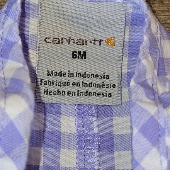 Carhartt Girls’ Infant Woven Plaid Purple White Romper 6M - Picture 12 of 12